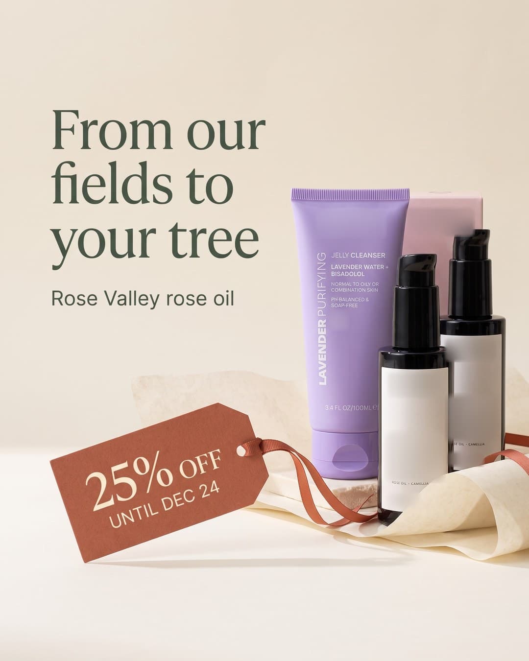 Ad creative, Feed · 4:5: "From our fields to your tree"