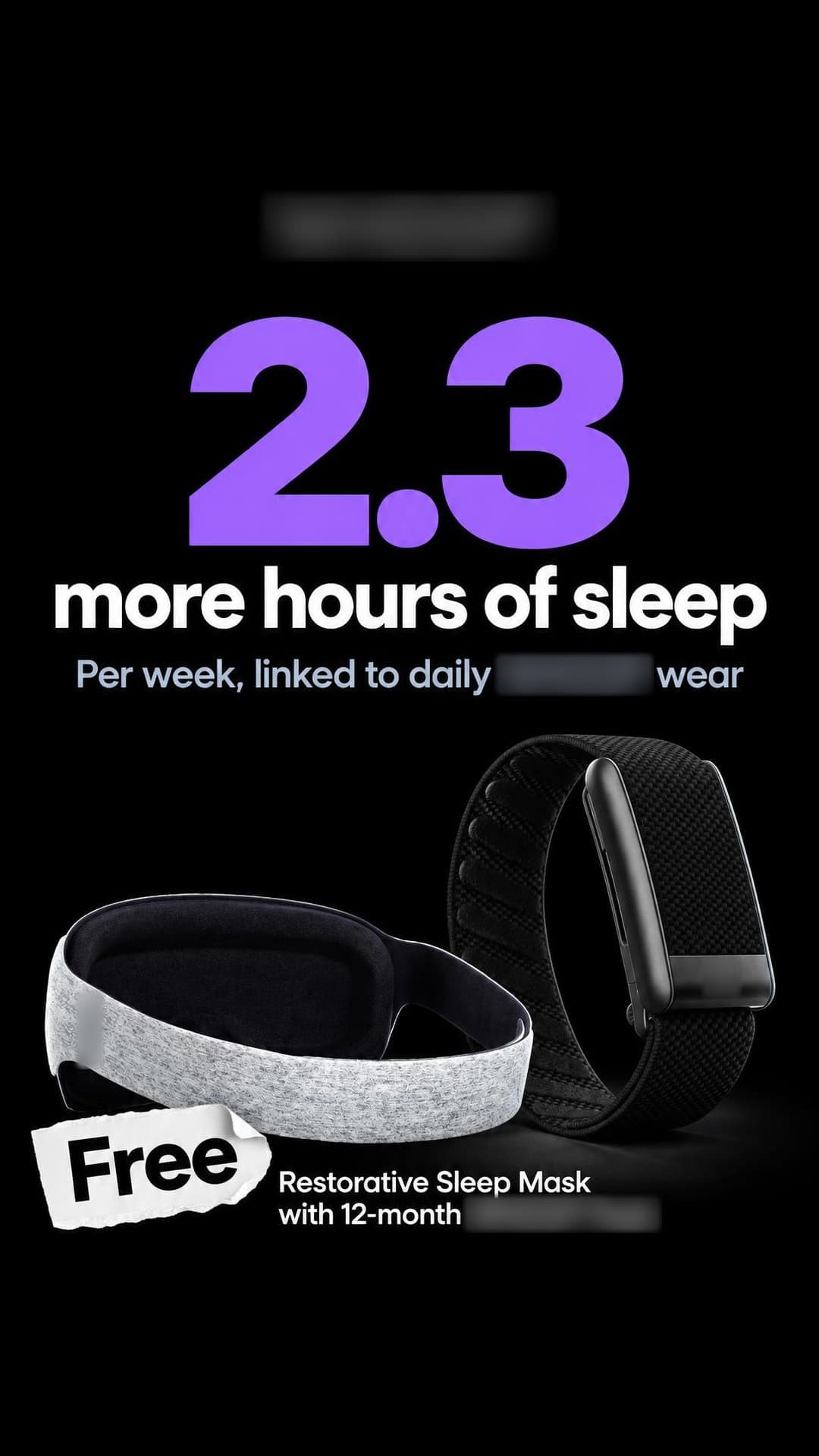 Wearables ad, Story · 9:16: "2.3 more hours of sleep"
